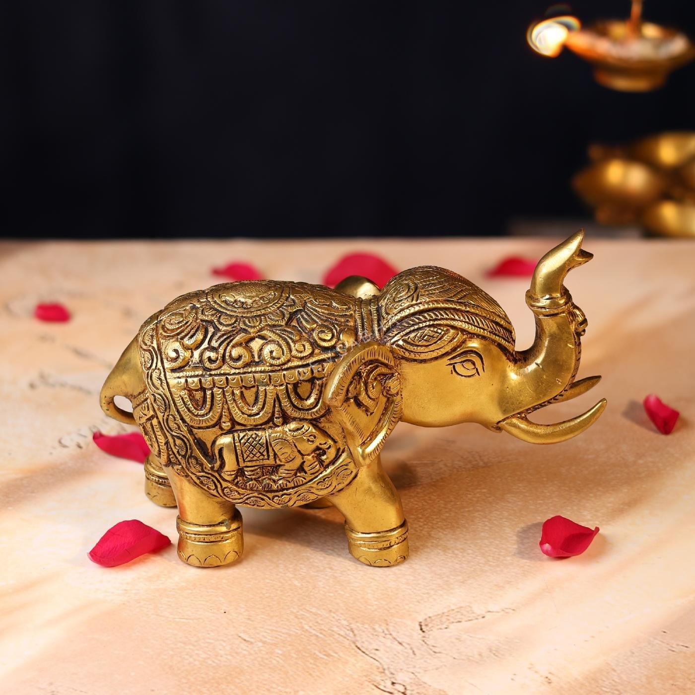 Brass Elephant – 5.5 Inch Handcrafted Decorative Statue