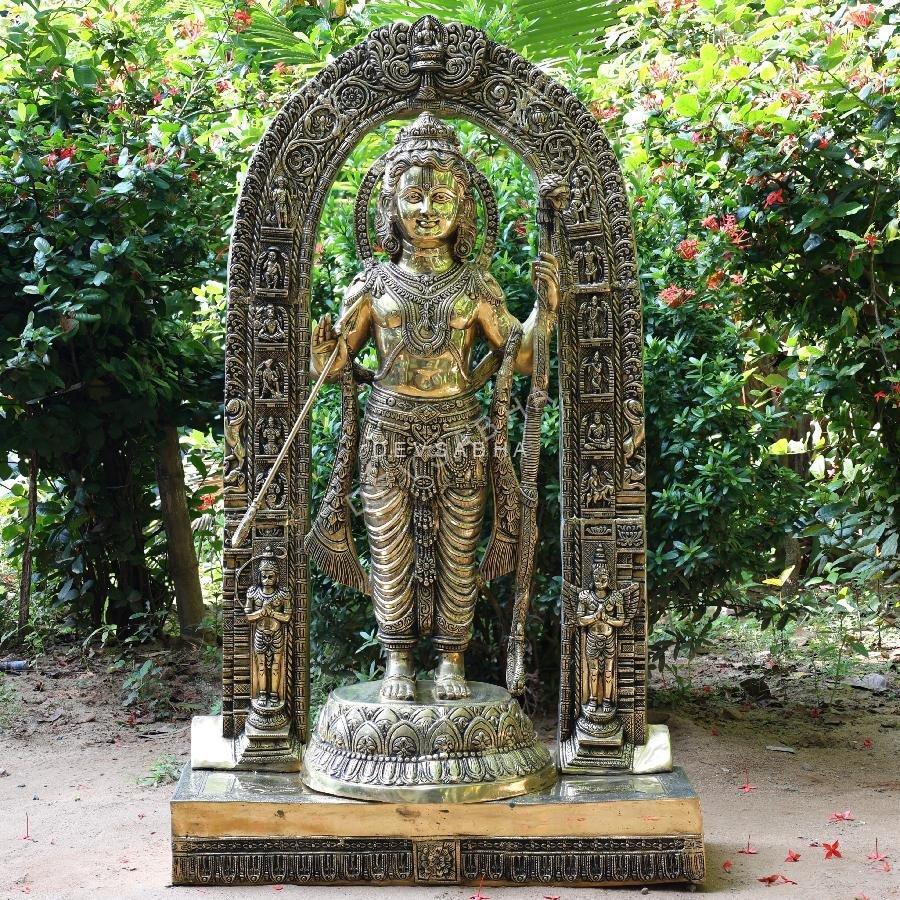 Brass Ayodhya Replica Ram Lalla Idol – 53 Inches – Grand Lord Ram Statue for Temple