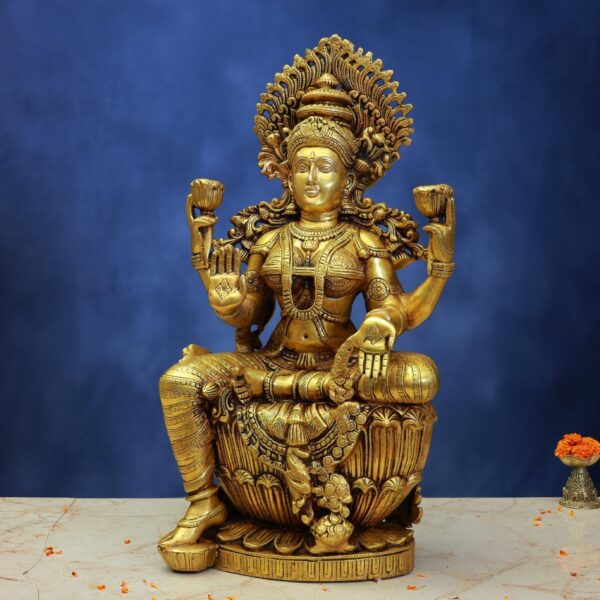 Large Brass Laxmi Idol – 24 Inches – Divine Maa Lakshmi Statue