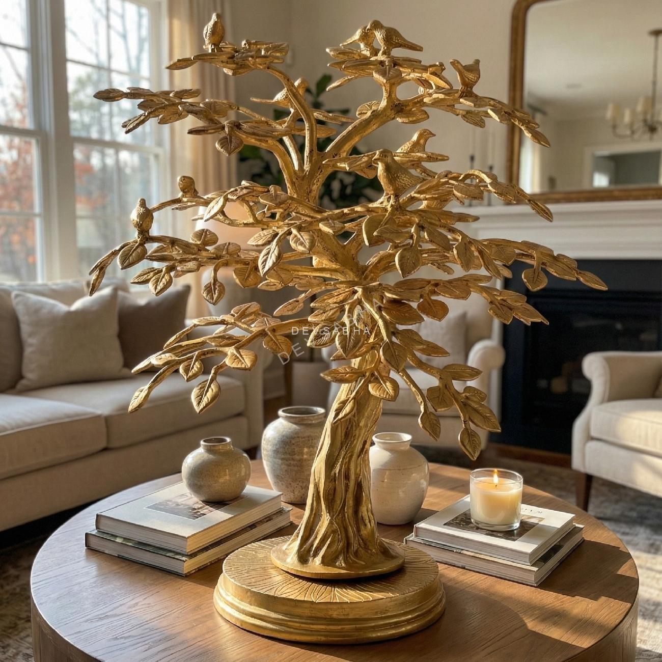 Superfine Large Brass Tree – 36 Inches – Handcrafted Decorative Art for Home & Office – front view