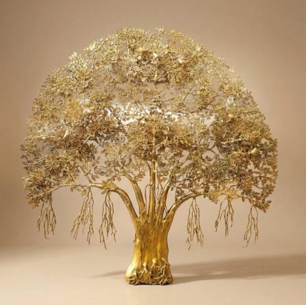 Large Size Brass Wall Hanging Kalpavriksha Tree – 65 Inches – Grand Handcrafted Divine Tree of Life Wall Art – front view