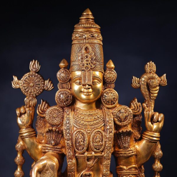 Super Fine Large Brass Tirupati Balaji Idol – 39 Inches | Grand Divine Temple Statue – side view