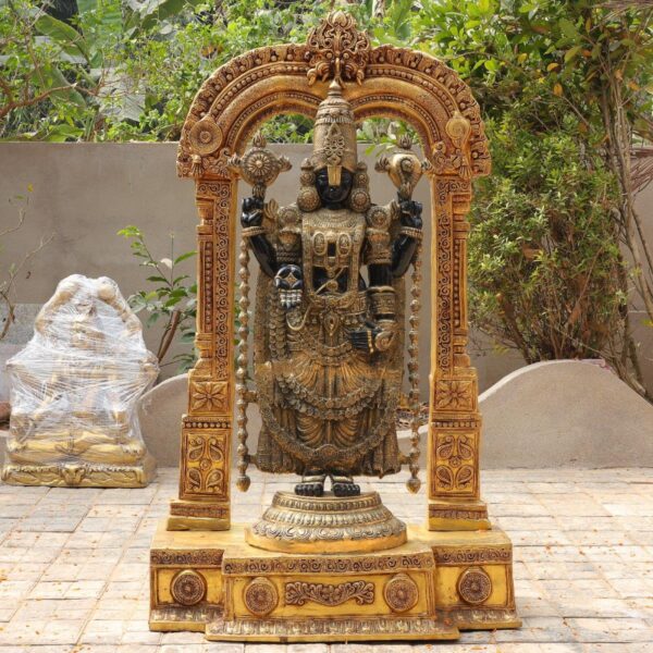 Brass Black Colour Tirupati Balaji Idol with Frame – 60 Inches – front view