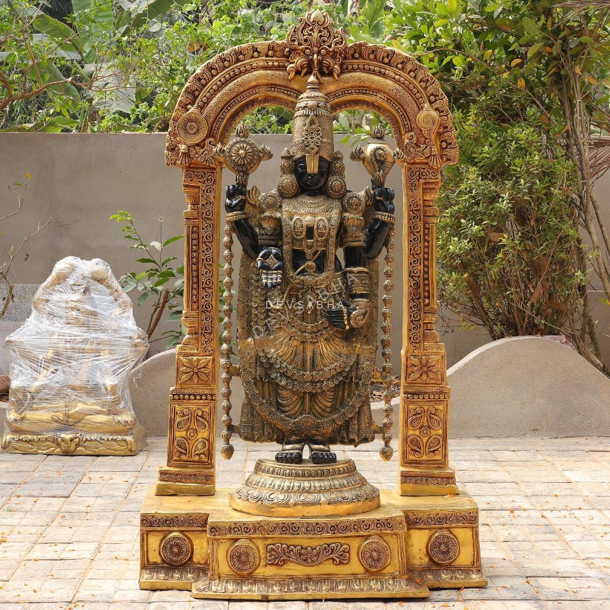 Brass Black Colour Tirupati Balaji Idol with Frame – 60 Inches – front view