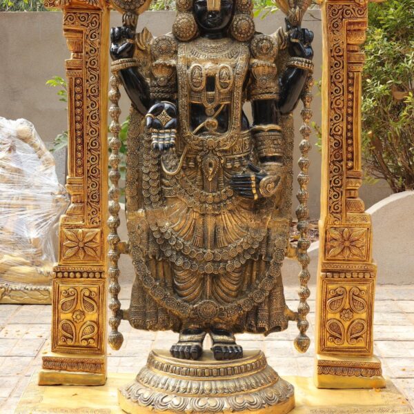 Brass Black Colour Tirupati Balaji Idol with Frame – 60 Inches – side view