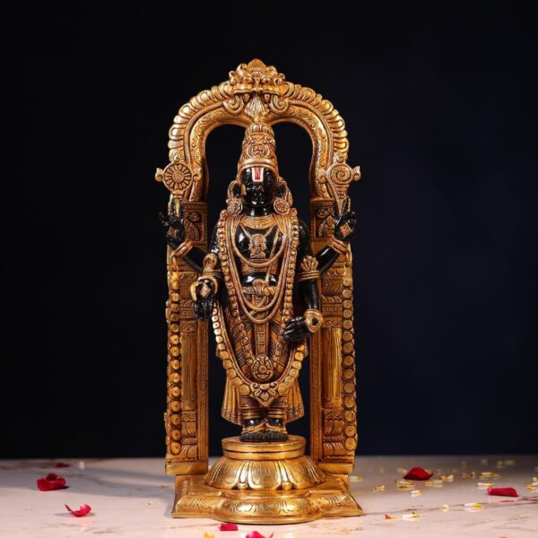 Brass Black Colour Tirupati Balaji Idol with Frame – 17 Inches – front view