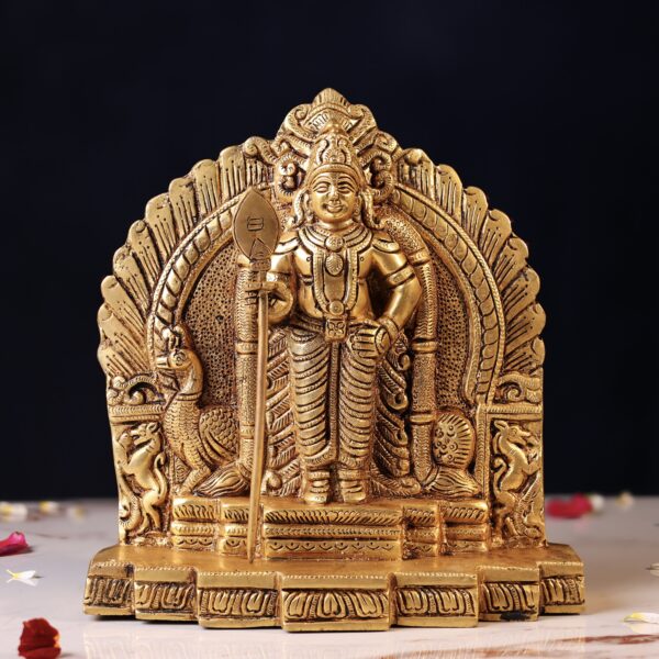 Brass Standing Murugan Idol – 9 Inches – front view