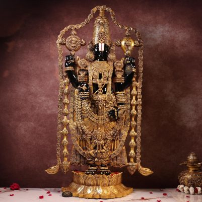 Large Brass Black Tirupati Balaji Idol – 48 Inches – front view