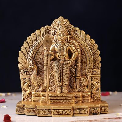 Brass Standing Murugan Idol – 9 Inches – front view